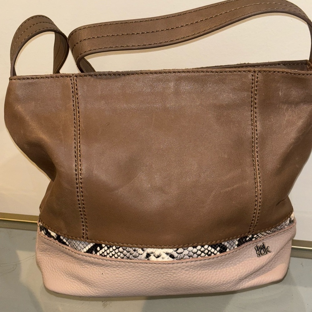 The Sak De Young Hobo Leather Stylish Brown and Tan Leather Shoulder Bag
